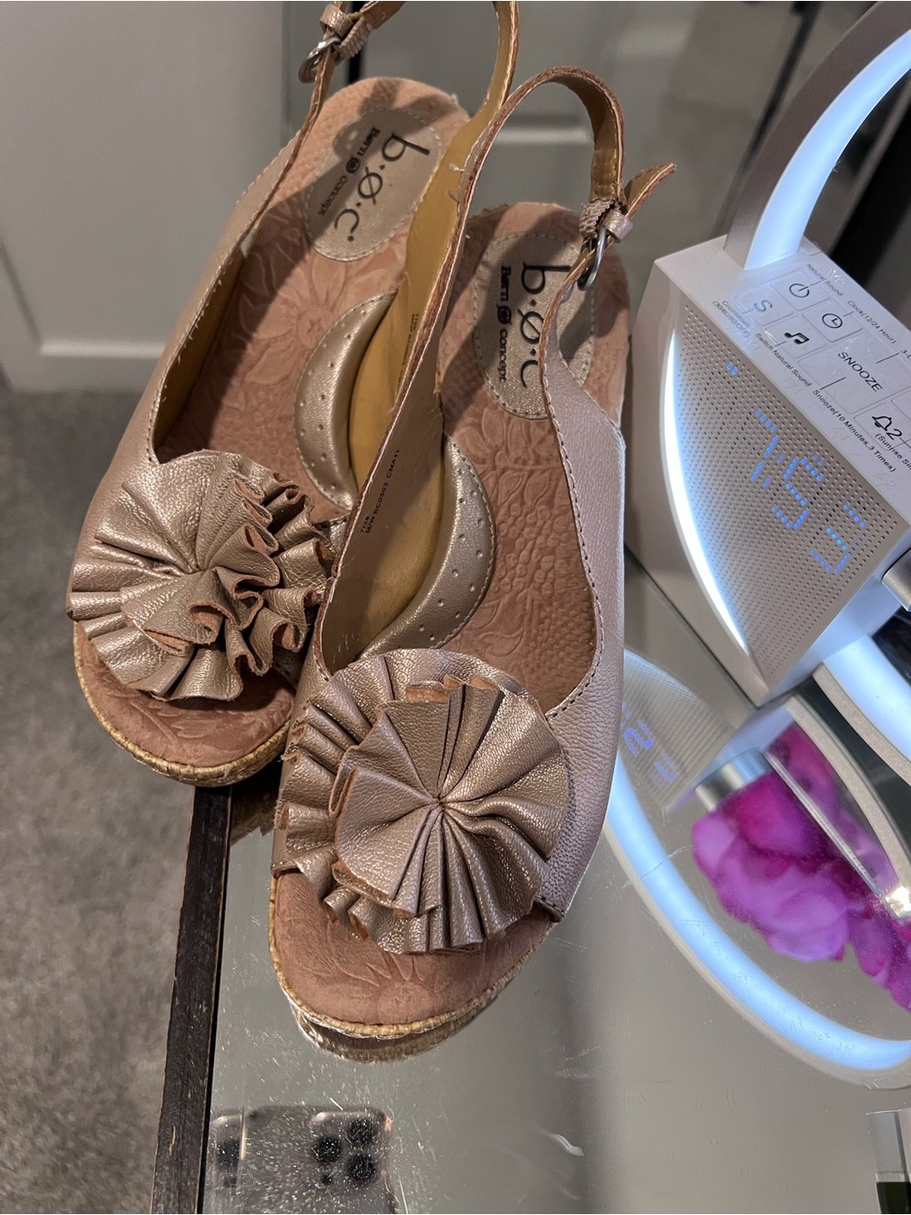b.o.c. Beige Wedge Espadrille Slingback with Front Rosette - Picture 8 of 10